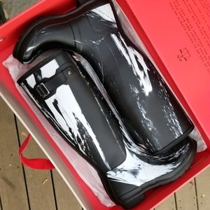 Hunter Original Nightfall wellington rain boots black white women's 7